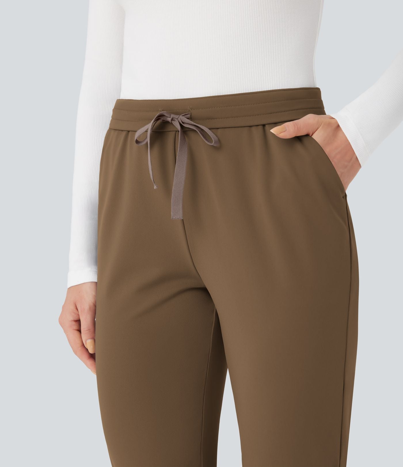 Pantalon de travail ajusté 7/8 repliable taille haute avec cordon de serrage Halara Flex™ DayStretch avec poches