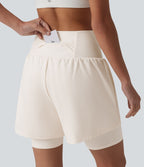 Short de yoga SoftlyZero™ Airy 2-en-1 taille ultra-haute effet frais InstantCool 17,5 cm avec poches