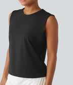 Débardeur de course à col rond en SoftlyZero™ Airy et mesh contrastant respirant à effet frais InstantCool, protection solaire UPF50+