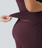 Robe longue de danse évasée à dos ouvert avec torsade grandes tailles et short intégré - Édition Easy Peasy