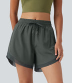 Short de running 2-en-1 taille mi-haute 12,5 cm avec cordon, ourlet incurvé, mesh contrasté et poches