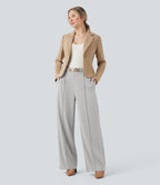 Pantalon de travail coupe droite taille haute avec chaîne métallique avec poches
