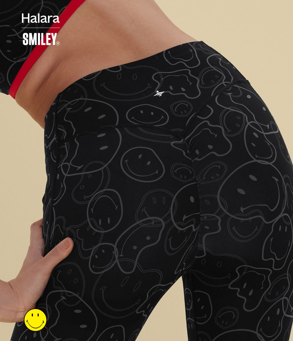 Legging de training bootcut Halara X Smiley® Halara UltraSculpt™ taille haute push-up froncé ventre plat avec poches