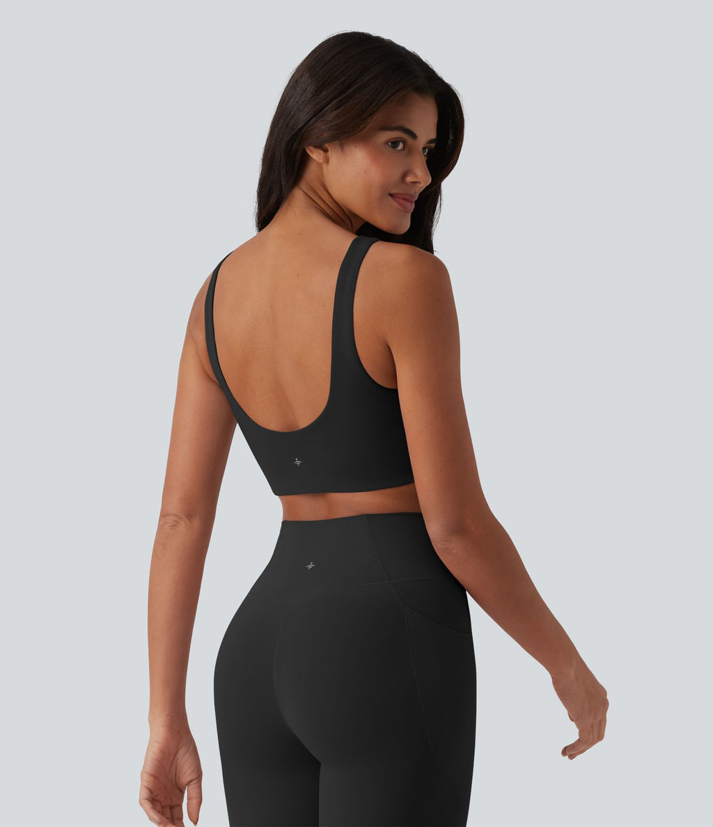 Brassière de sport yoga SoftlyZero™ Plush col carré avec brassière intégrée maintien léger