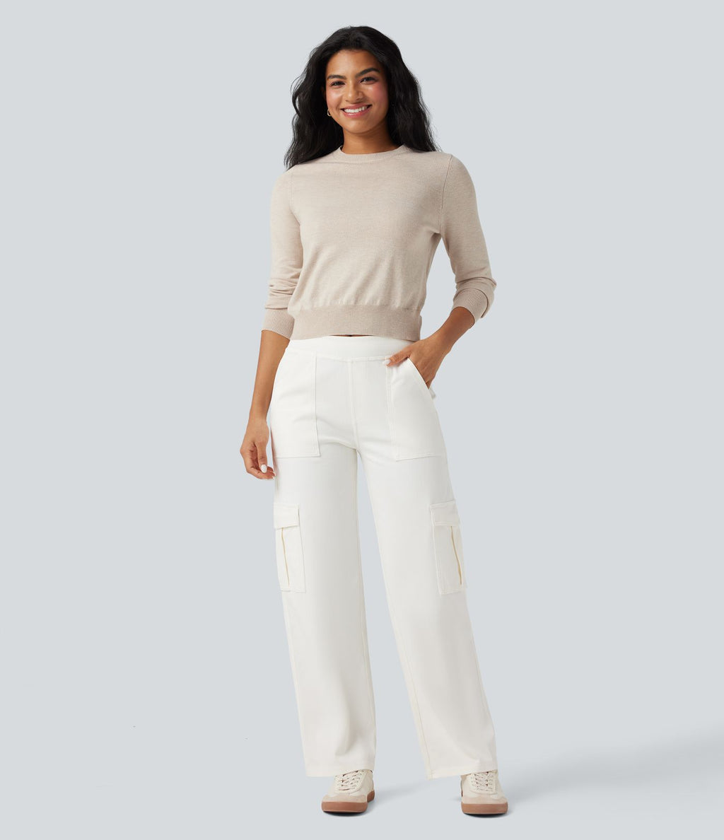 Halara Flex™ Taille Mi-Haute Multiples Poches Jambe Droite Jean Cargo Décontracté Extensible