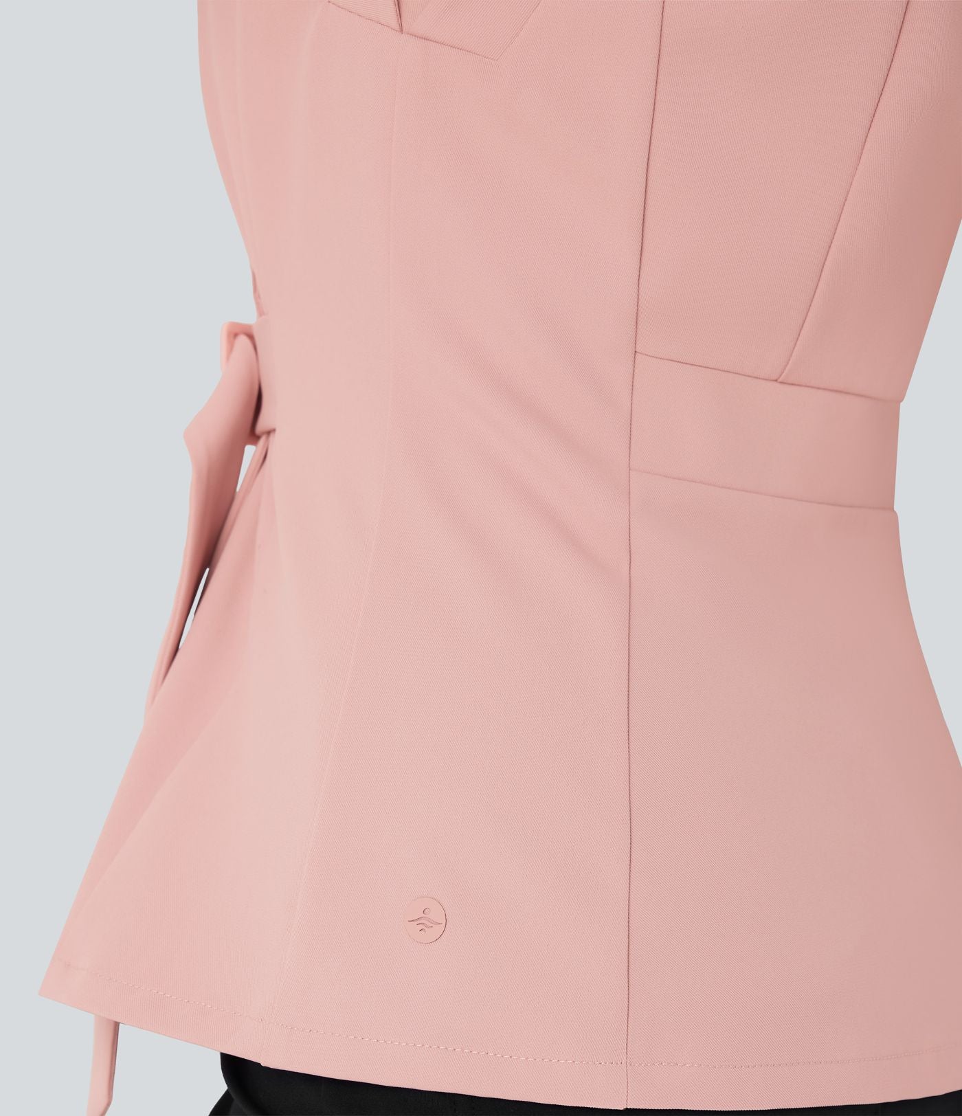 Veste short tailleur à col V, sans manches, portefeuille et ceinture