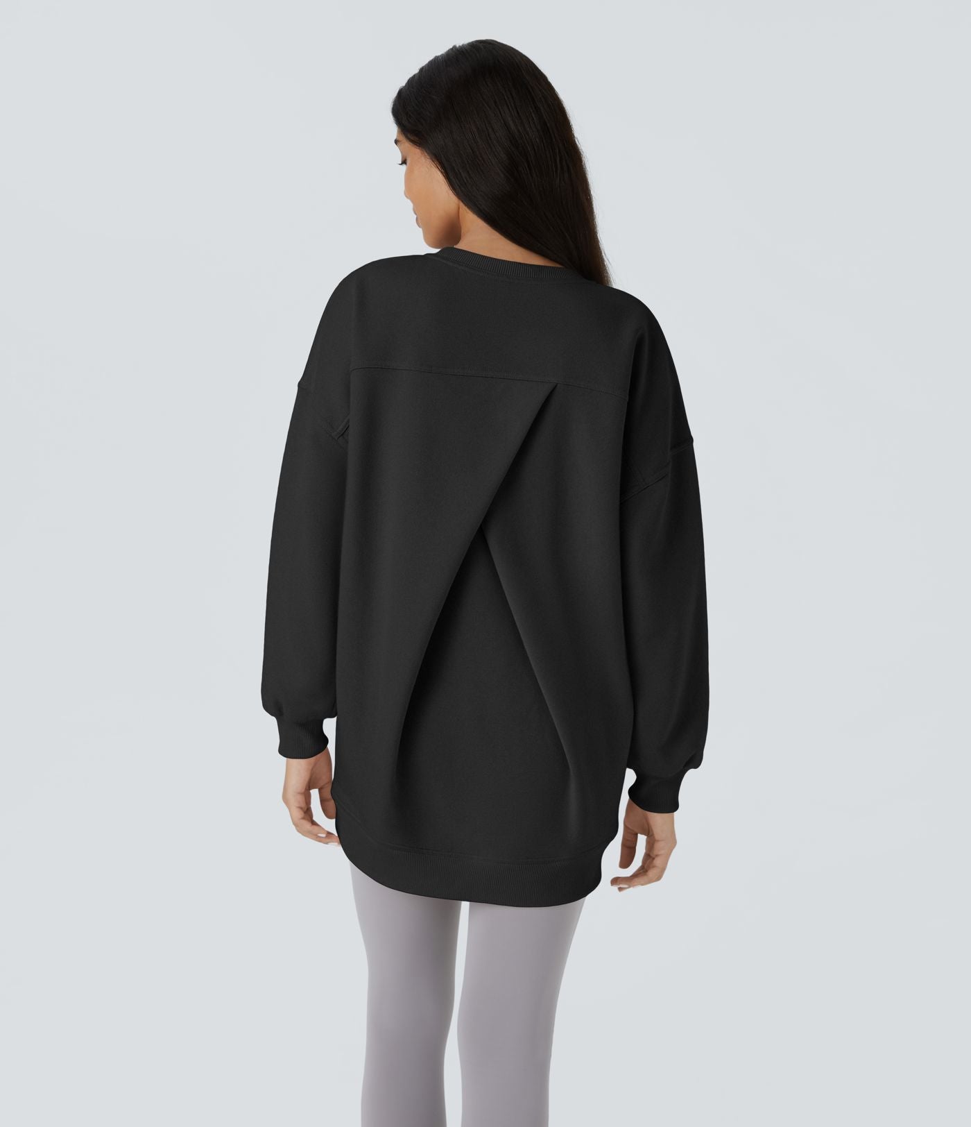 Sweat-shirt décontracté en polaire, col rond, manches longues, poches latérales, coupe oversize