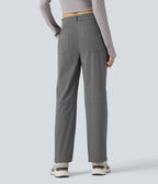 Pantalon de randonnée déperlant taille mi-haute coupe droite avec poches - longueur ajustable