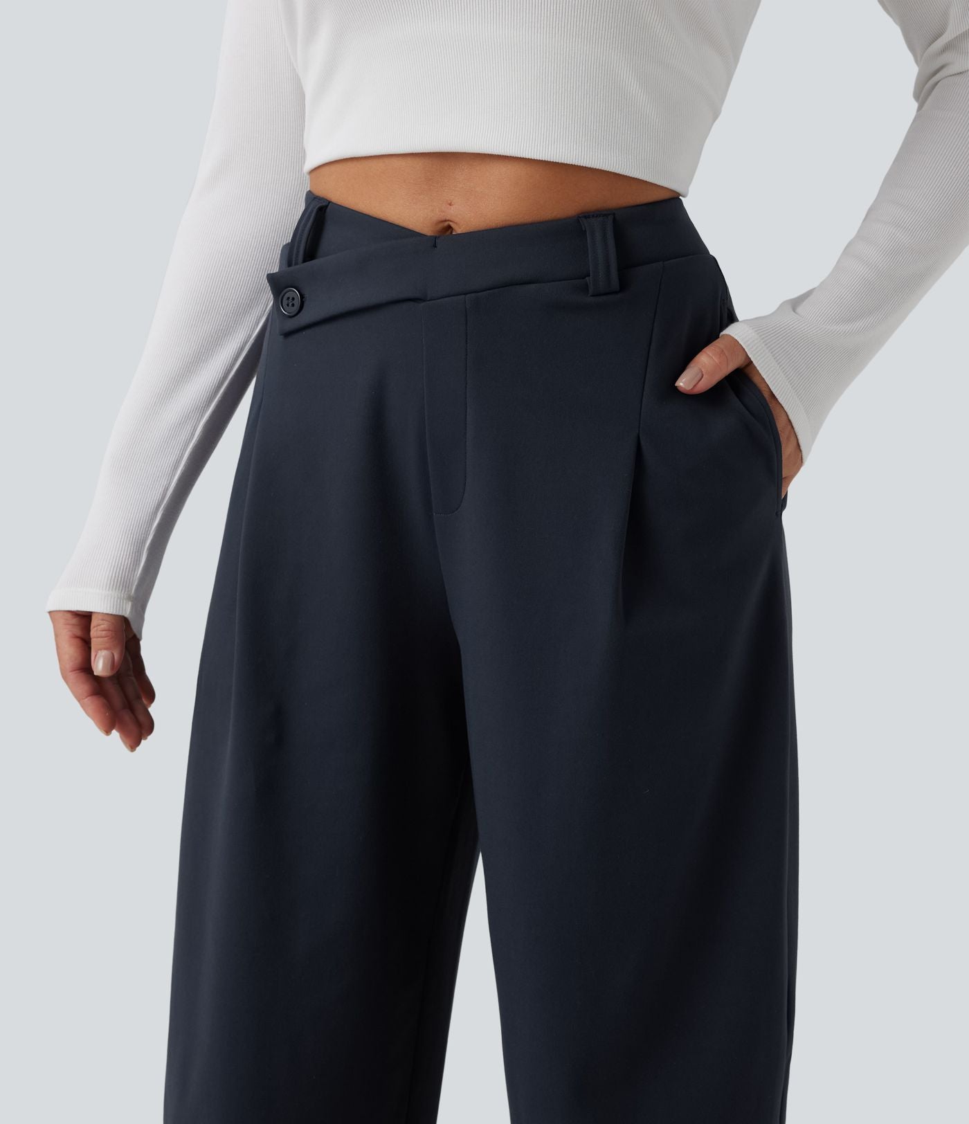 Pantalon tailleur fuselé Halara Flex™ DayStretch taille haute asymétrique avec poches