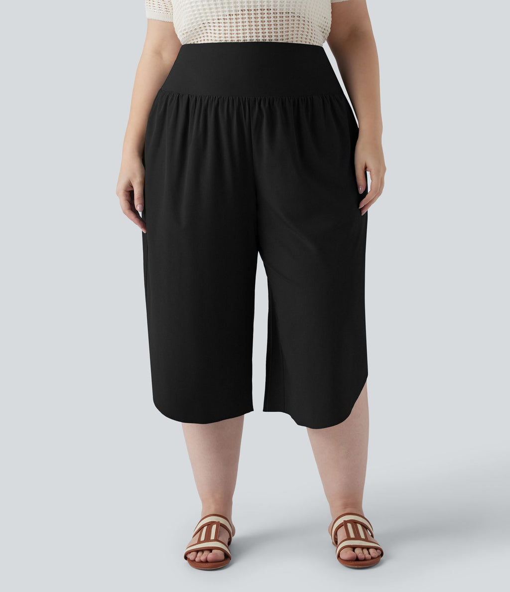 Pantalon capri grande taille Breezeful™ taille haute gainant à ourlet arrondi séchage rapide avec poches