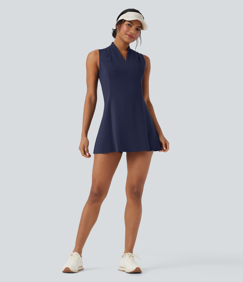 Robe de golf active courte SoftlyZero™ Plush col V sans manches 2 pièces avec poches