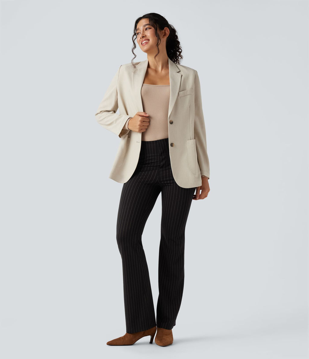 Halara Flex™ Pantalon tailleur évasé à rayures taille haute avec poches