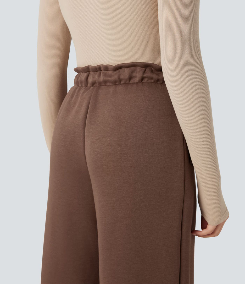 Pantalon décontracté SpacerTek™ taille haute effet baggy, avec cordon de serrage et poches