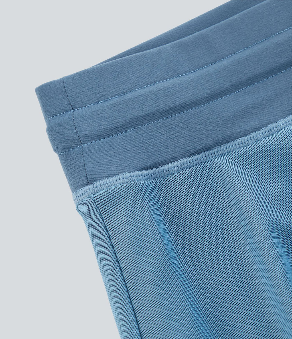 Jupe Casual Évasée Mesh Mi-Longue Fuide 2 en 1 Contrastée Taille Haute Cordon Poche Latérale