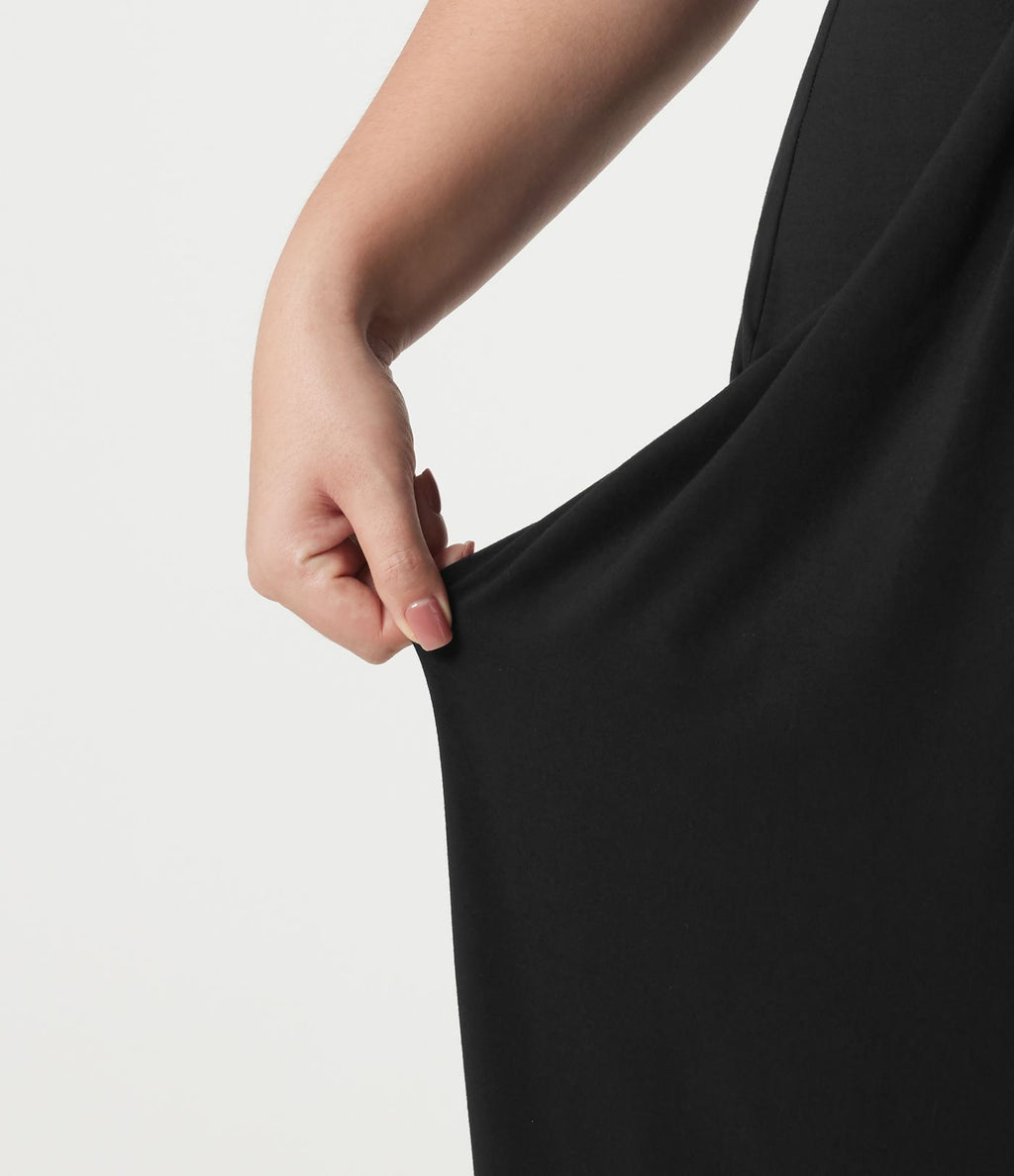 Robe maxi grande taille col halter dos nu avec lien au dos et poches