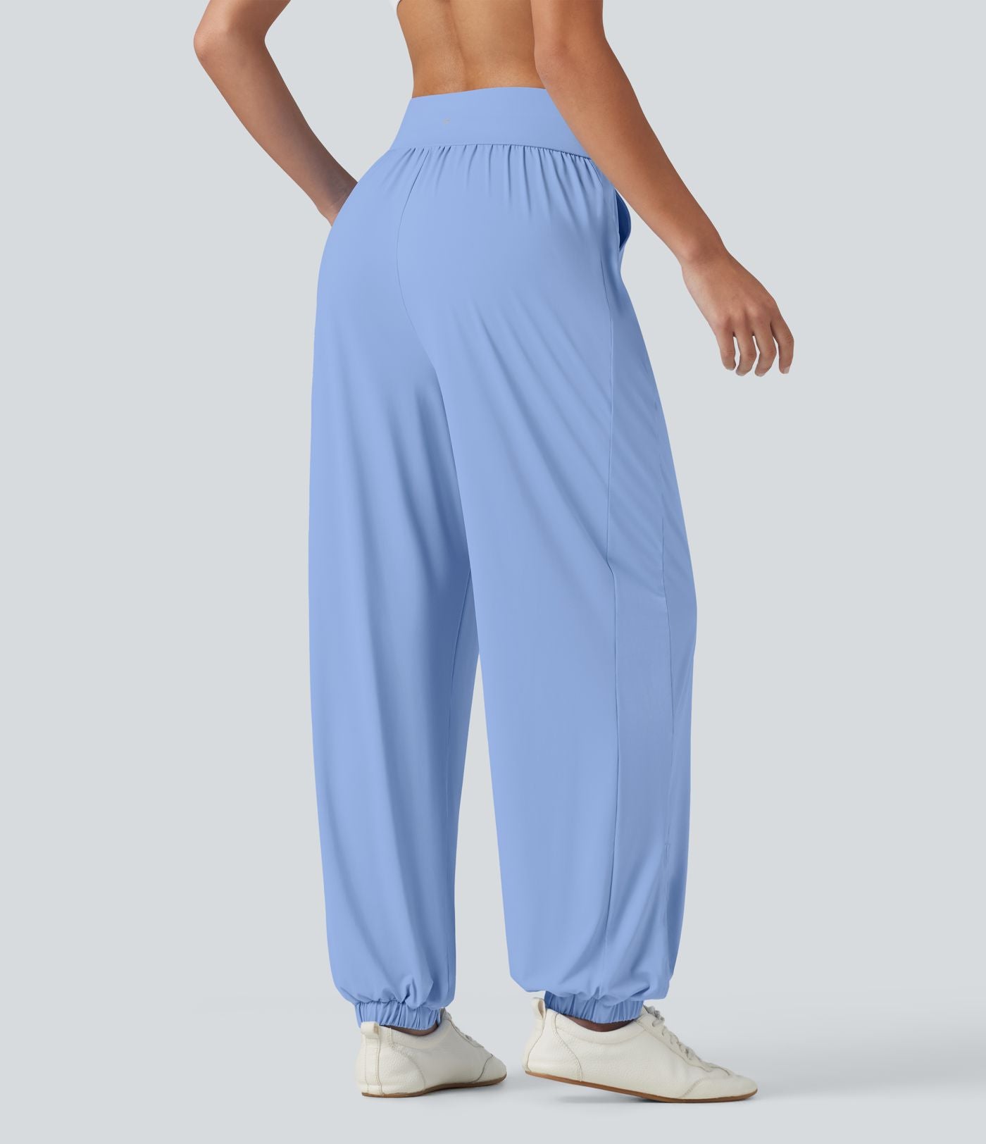 Jogging de sport taille haute effet frais InstantCool avec cordon de serrage, fentes, poches et séchage rapide, protection solaire UPF50+