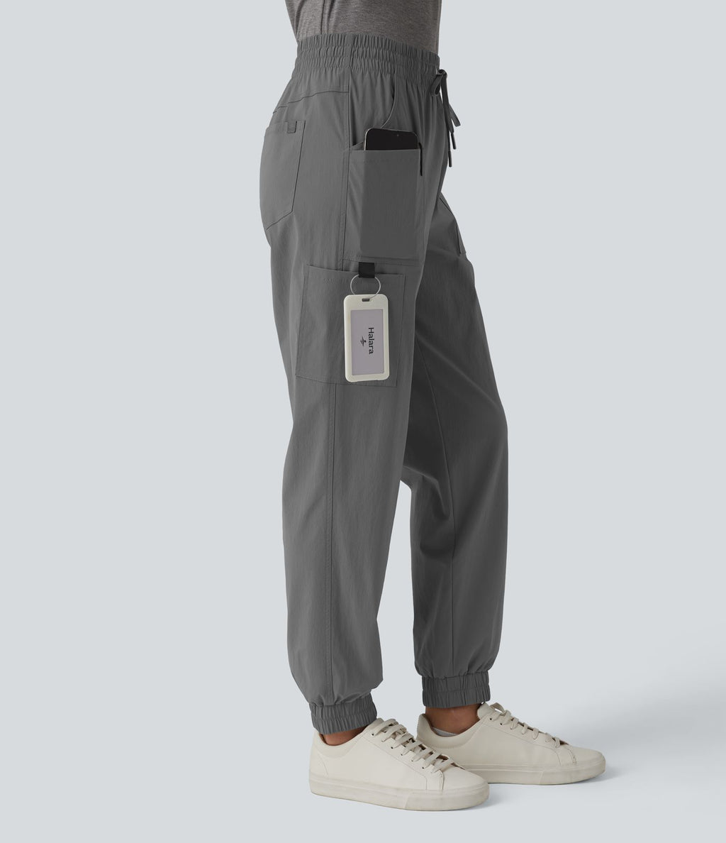Jogging cargo décontracté taille mi-haute avec cordon de serrage et poches