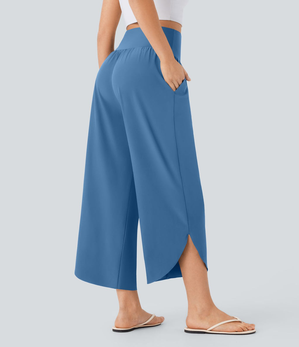 Pantalon fluide resort Breezeful™ à séchage rapide, coupe fendue et effet ventre plat