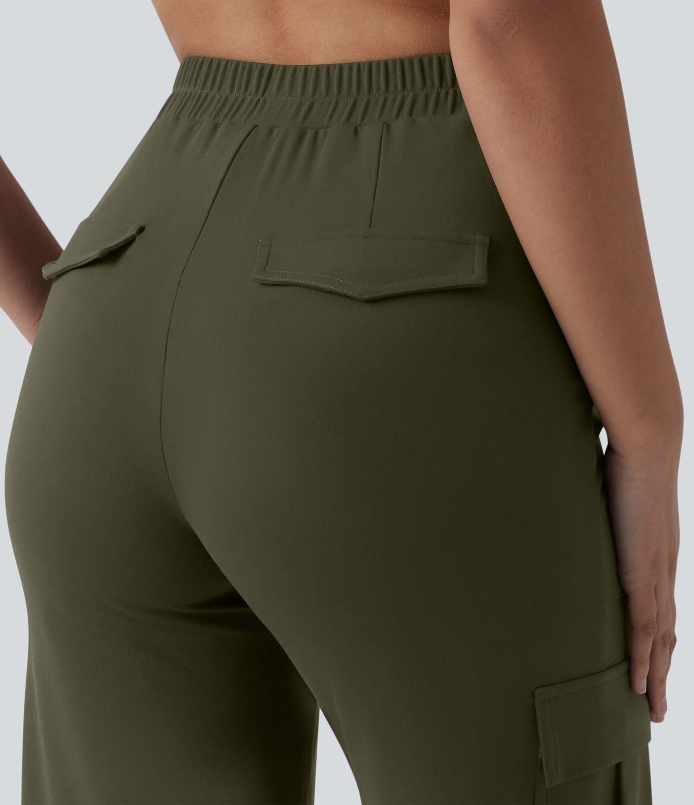 Pantalon cargo DayStretch casual large taille haute en V avec poches