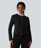Veste tailleur polaire col rond manches longues à fermeture éclair