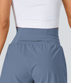 Short 7,5cm Yoga 2 en 1 Super Taille Haute Poches Arrière Poches Cachées Latérales