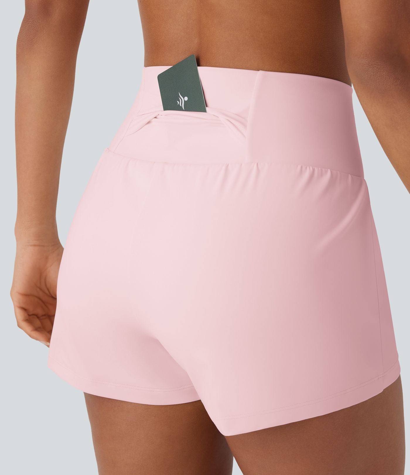 Short 7,5cm Yoga 2 en 1 Super Taille Haute Poches Arrière Poches Cachées Latérales