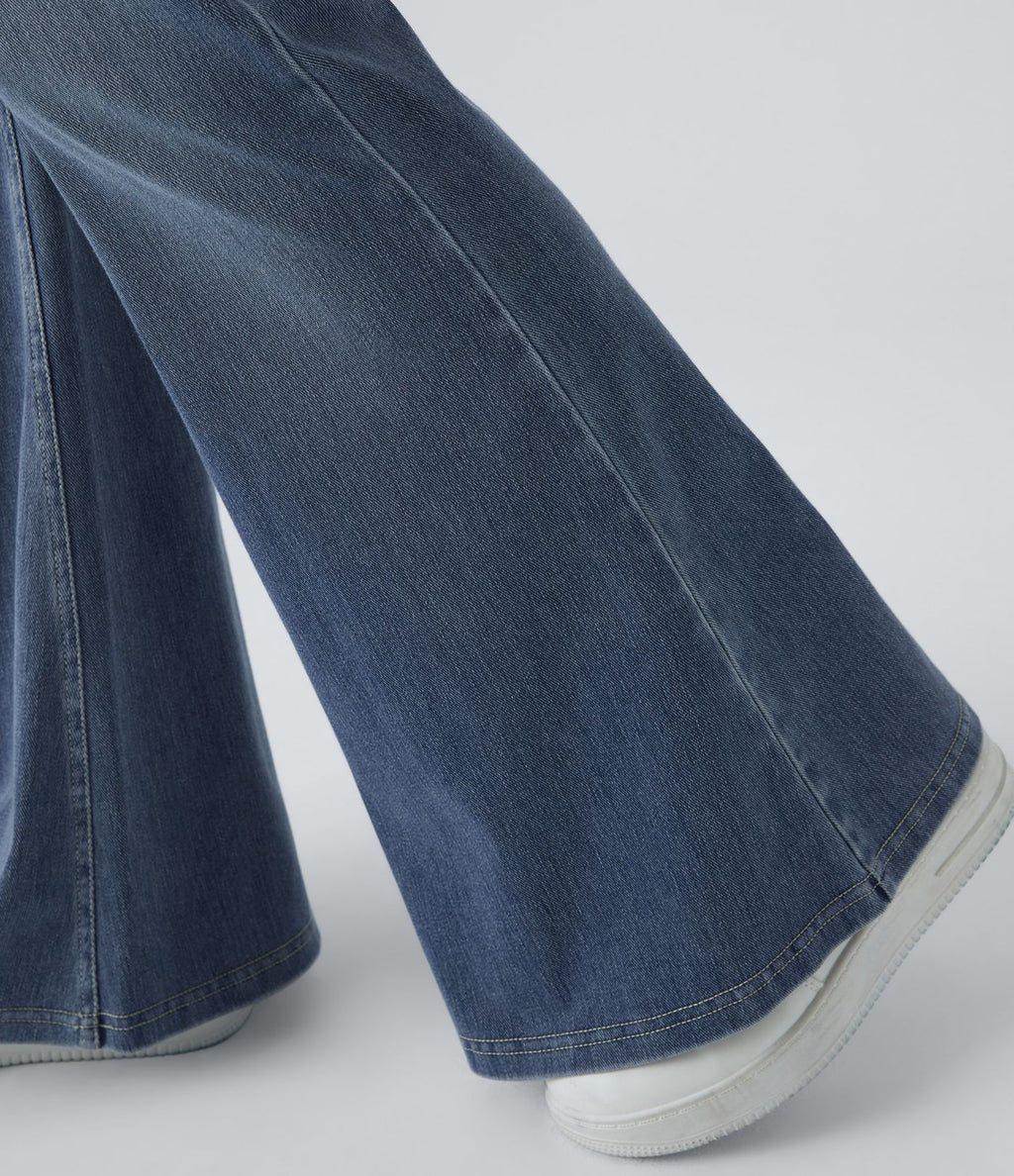 Halara Flex™ Jean Évasé à Taille Haute avec Poche Crossover Tissu Élastique Lavé