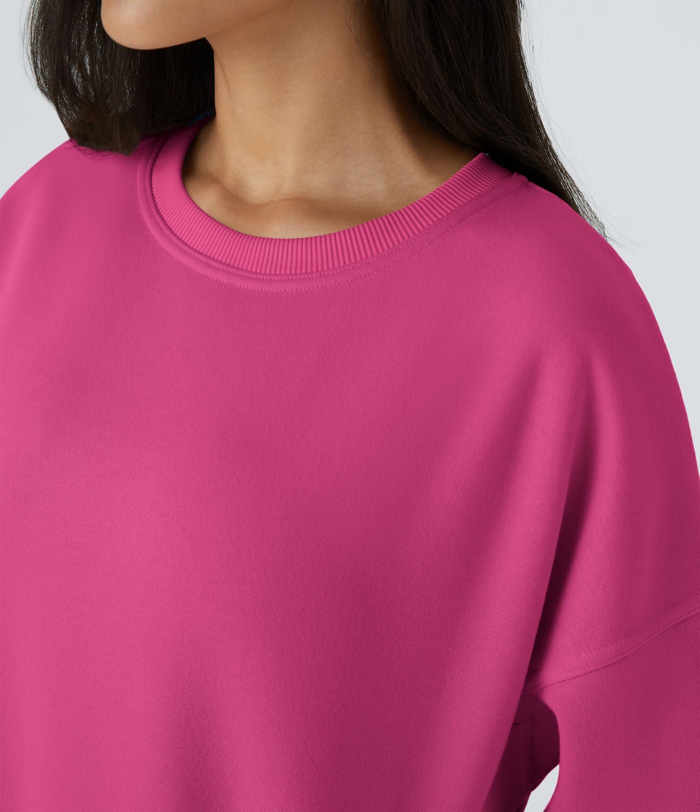 Sweat-shirt décontracté en polaire, col rond, manches longues, poches latérales, coupe oversize