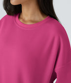 Sweat-shirt décontracté en polaire, col rond, manches longues, poches latérales, coupe oversize