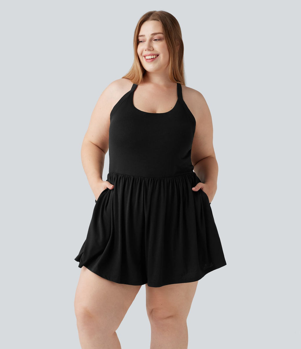 Combishort grande taille avec coussinets amovibles, poches et design accès facile Easy Peasy