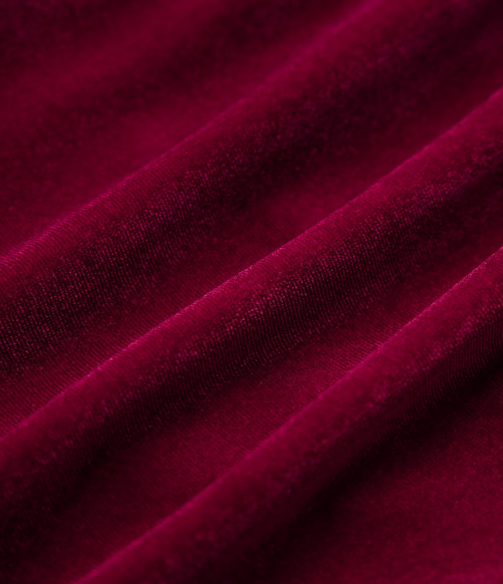 Robe mini velours portefeuille col V volants manches longues