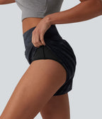Short de running 2 en 1 Halara UltraSculpt™ gainant imprimé camouflage, taille haute, ourlet incurvé, 10 cm, avec poche