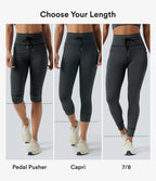 Legging 3/4 de yoga taille haute à rayures avec cordon de serrage et poches
