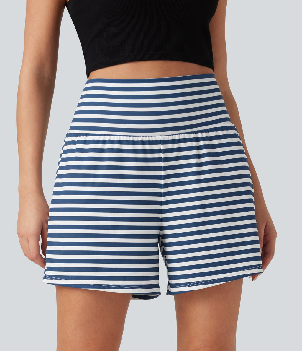 Short 2-en-1 à rayures taille haute 12,5 cm avec poches