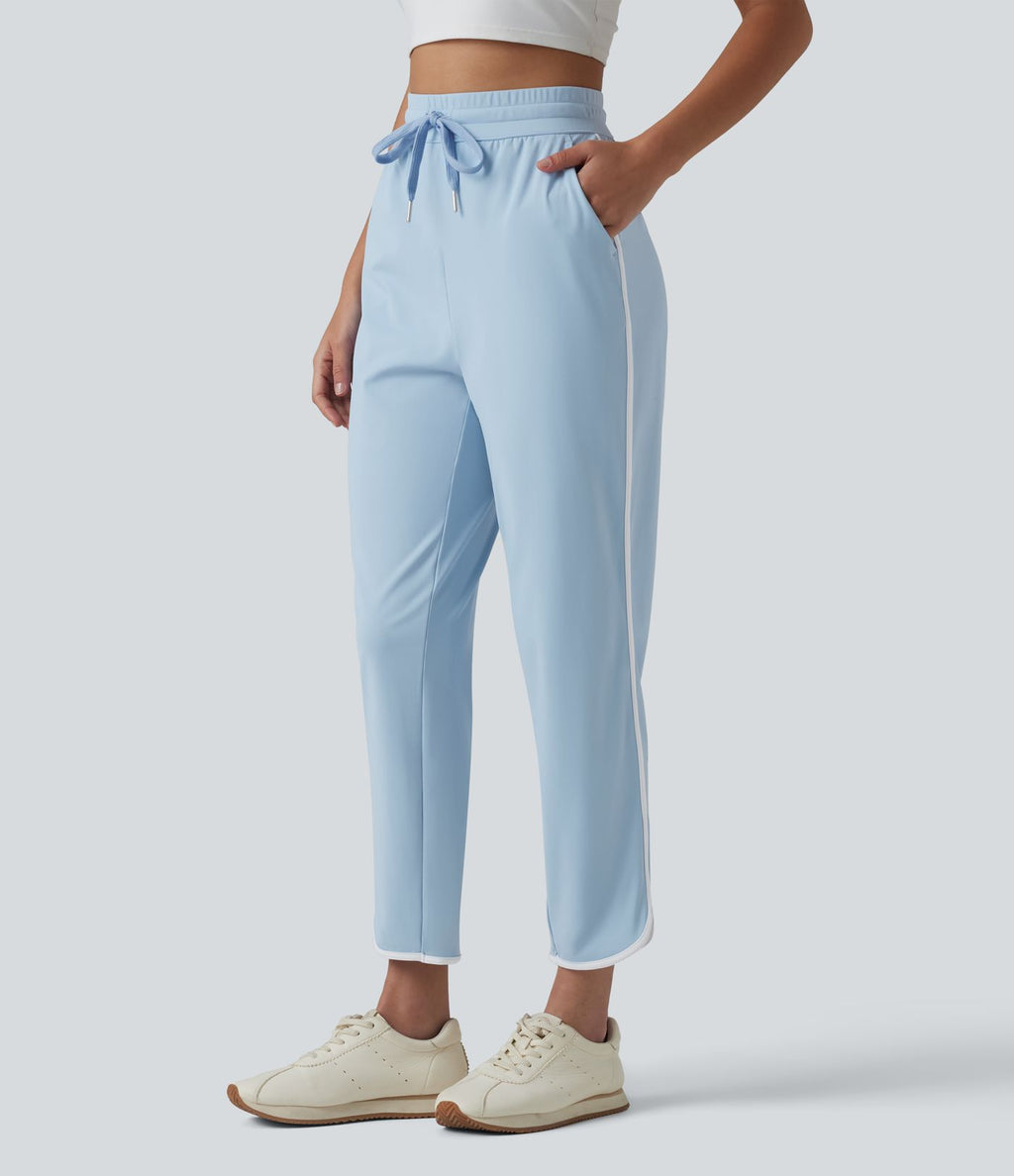 Pantalon de yoga fuselé SoftlyZero™ Airy taille haute effet frais InstantCool avec cordon de serrage, bords contrastants, ourlet arrondi et poches, protection solaire UPF50+