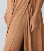 Robe Casual Débardeur Longue Fluide Fendue Dos Nu à Col en U