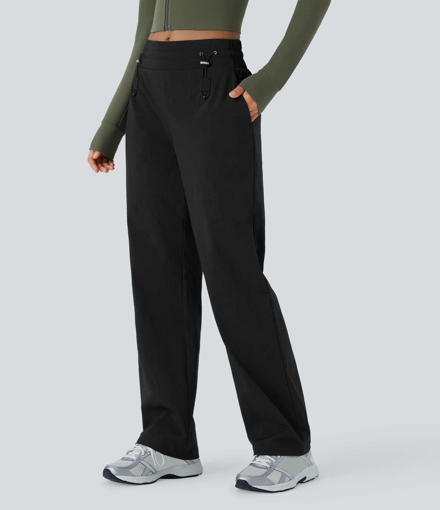 Pantalon décontracté résistant à l'usure, taille moyenne, cordon ajustable, poches latérales et coupe droite