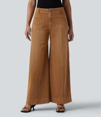 Jean large Halara Flex™ décontracté coloré, taille haute, avec poches