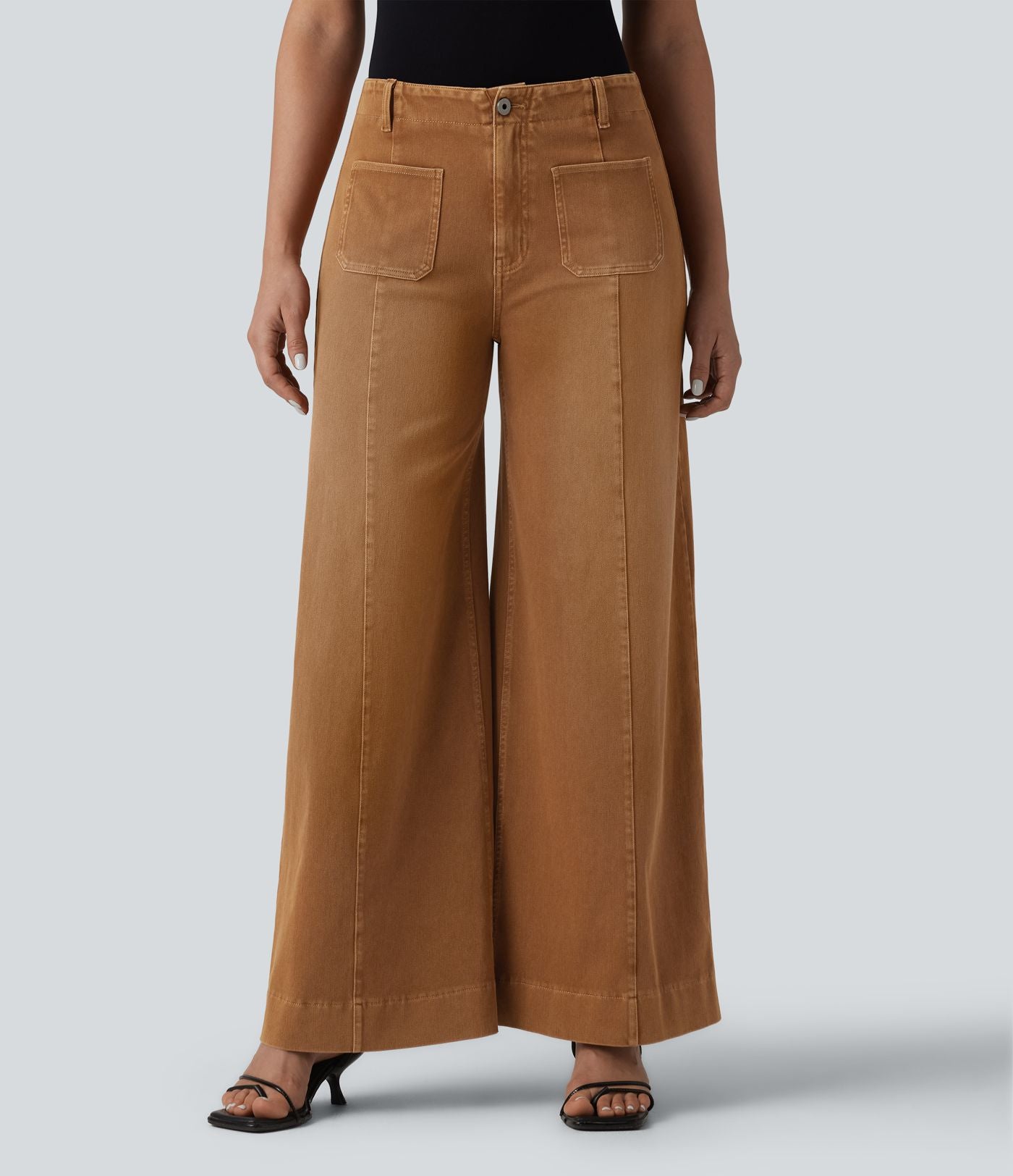 Jean large Halara Flex™ décontracté coloré, taille haute, avec poches