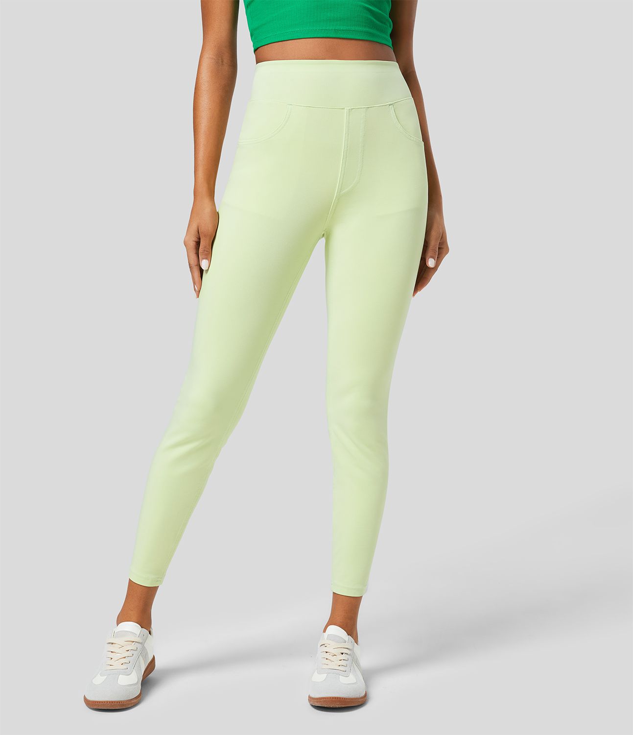Halara Flex™ Jegging Casual 7/8 Tricot Extensible Coloré avec Taille Haute et Multiples Poches