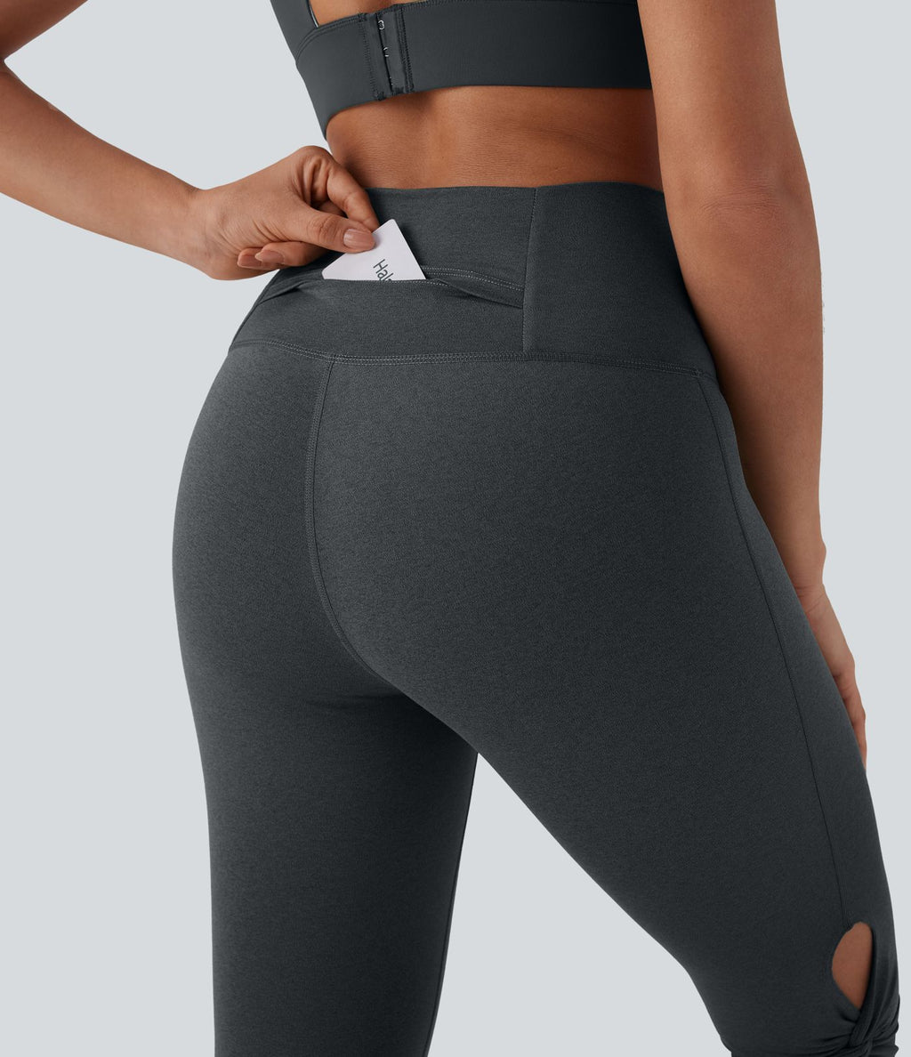 Leggings corsaire de yoga à taille haute, découpes, détails torsadés, séchage rapide et poche