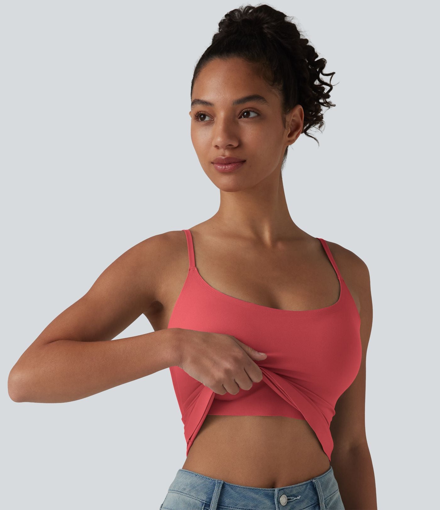 Débardeur décontracté à col rond et soutien-gorge intégré, bonnets BE