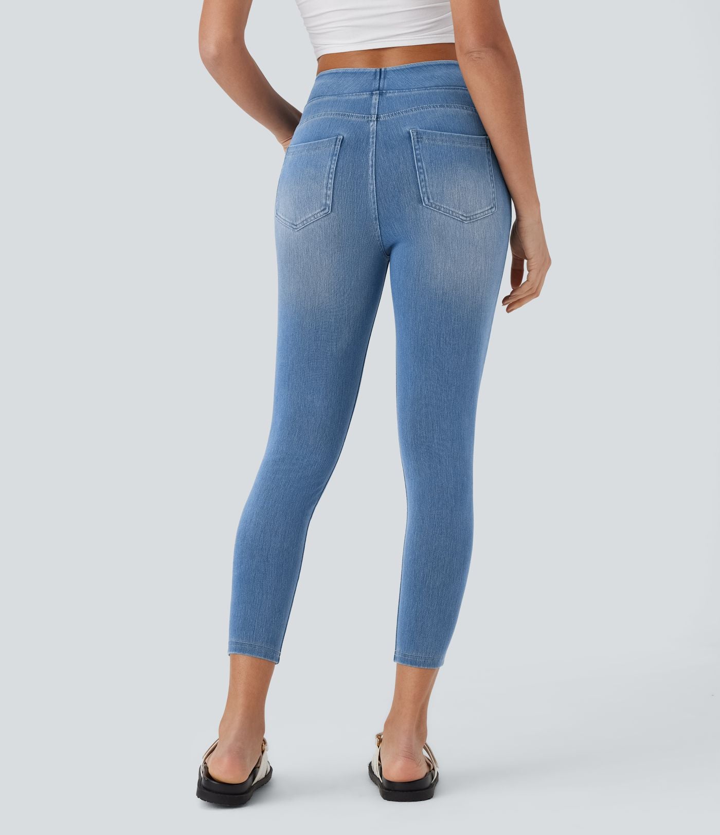 Leggings 7/8 décontractés en denim taille haute avec poches Halara Flex™