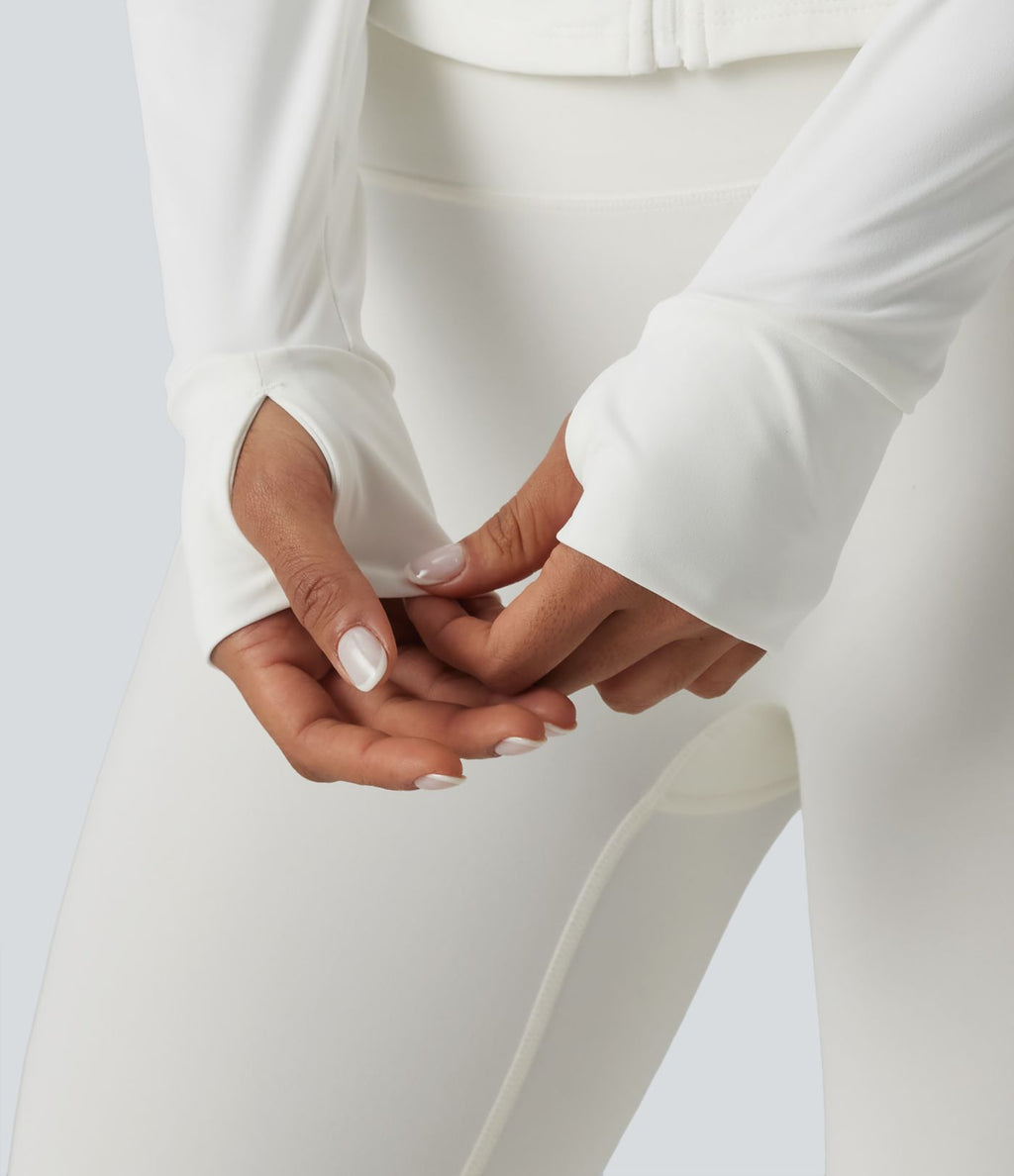 Veste de running 3-en-1 déperlante à capuche avec trous pour les pouces, ourlet arrondi et poches