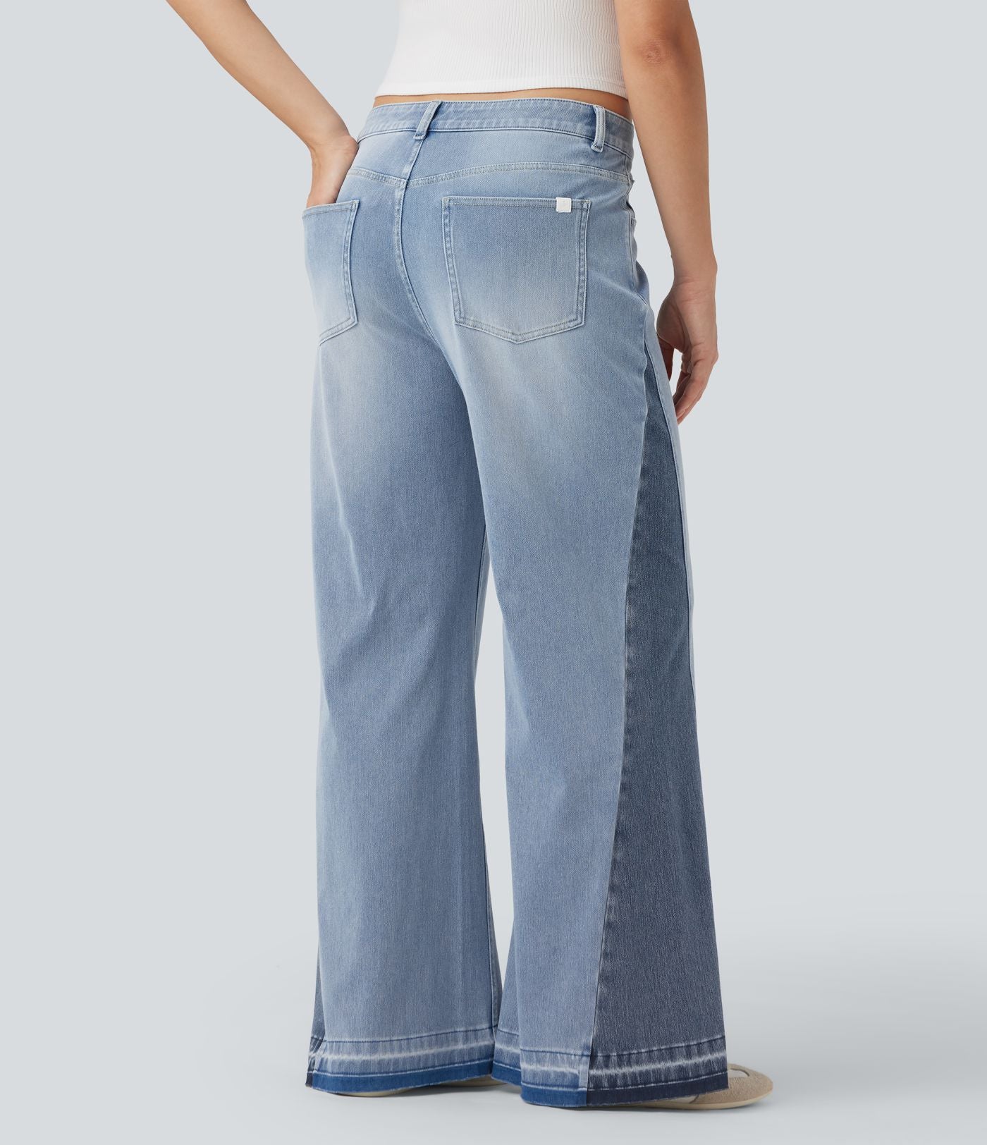 Jean large décontracté Halara Flex™ taille basse color block avec poches