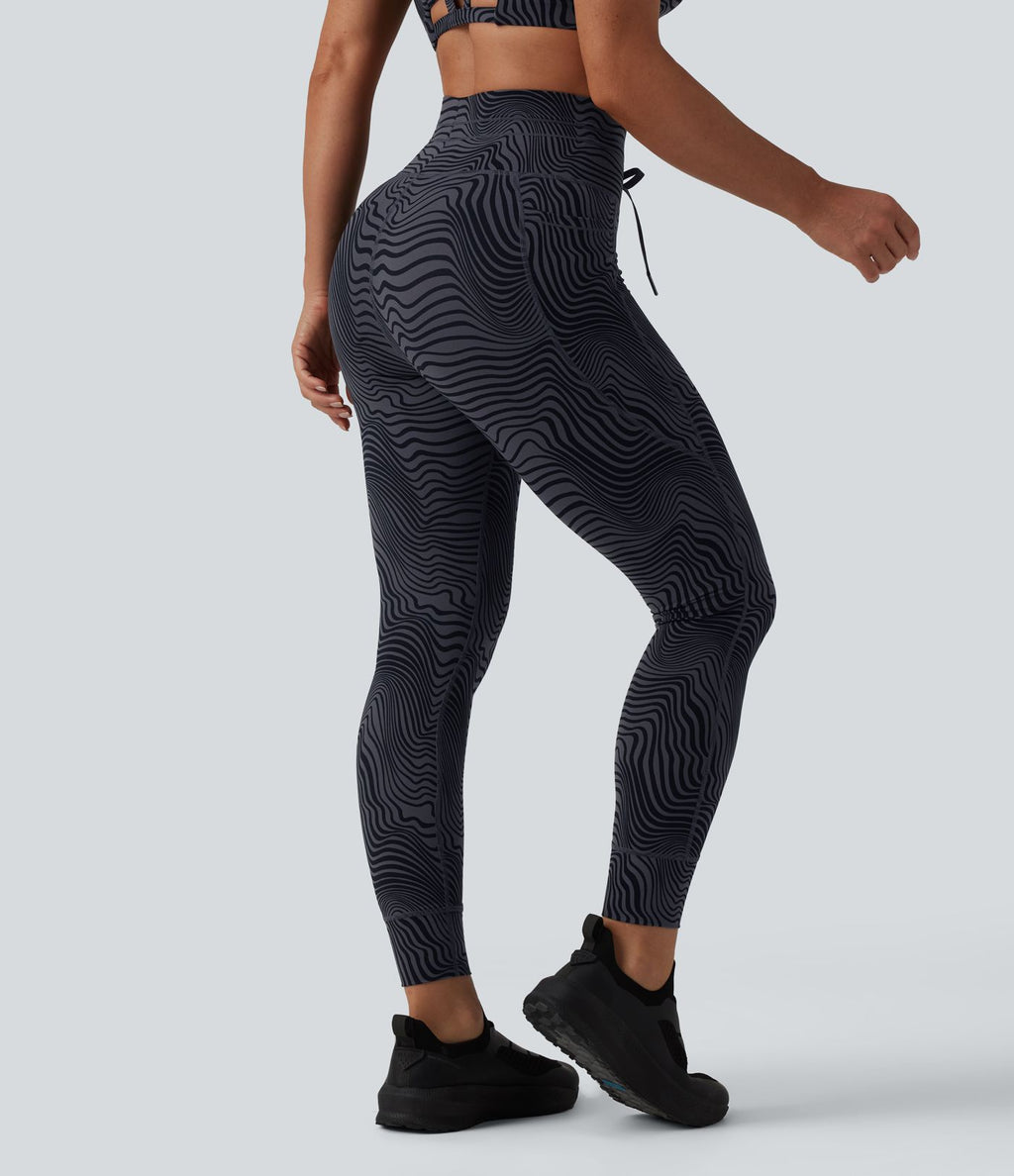 Legging de yoga Halara UltraSculpt™ taille haute avec cordon de serrage imprimé zèbre avec poches
