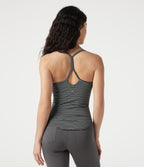 Caraco décontracté Halara UltraSculpt™ jacquard rayé avec dos ajouré, ourlet arrondi et coussinets amovibles