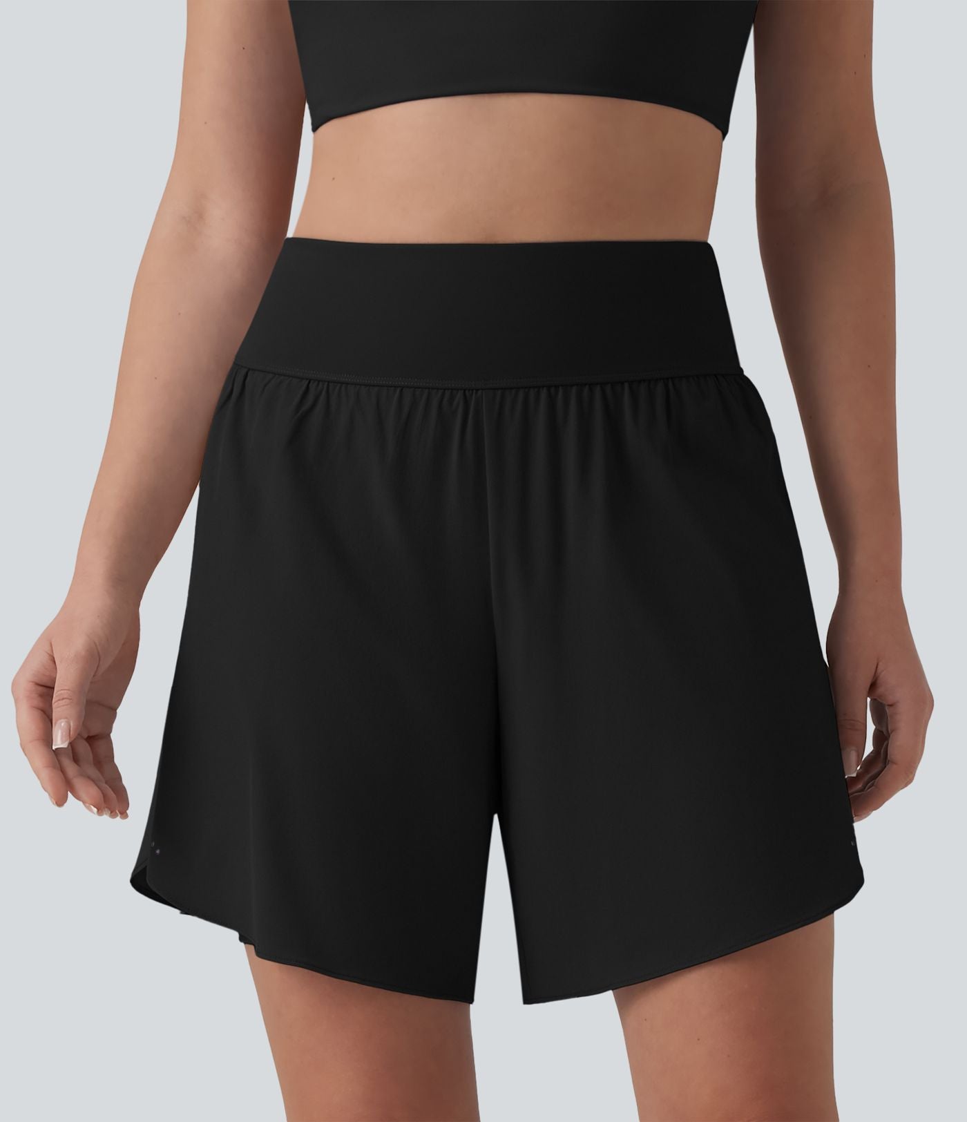 SoftlyZero™ QuickDry Short running 2-en-1 gainant taille haute à pois réfléchissants et ourlet croisé 17,5 cm avec poches