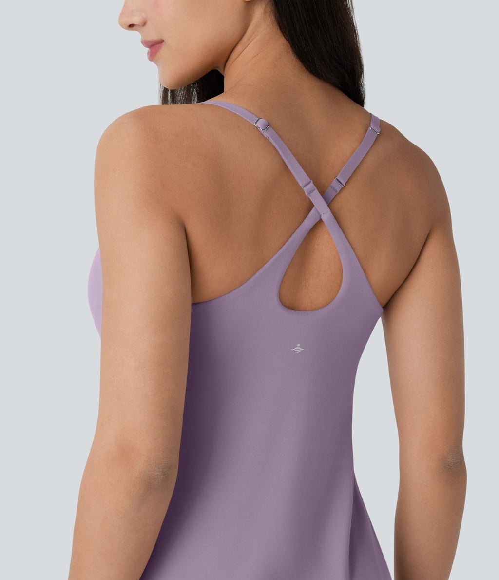 Softlyzero™ Plush Robe de danse courte dos nu avec short intégré - Version Easy Peasy