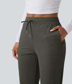 Pantalon de golf fuselé, taille mi-haute, cordon, ourlet courbé, séchage rapide, avec poches—UPF40+